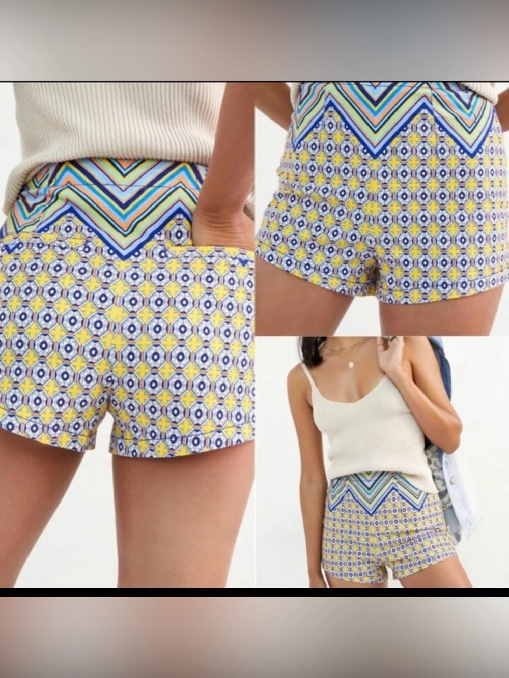 Anthropologie Maeve High Rise Relaxed Shorts Cotton Womens Size 16W Multicolor - Picture 2 of 11